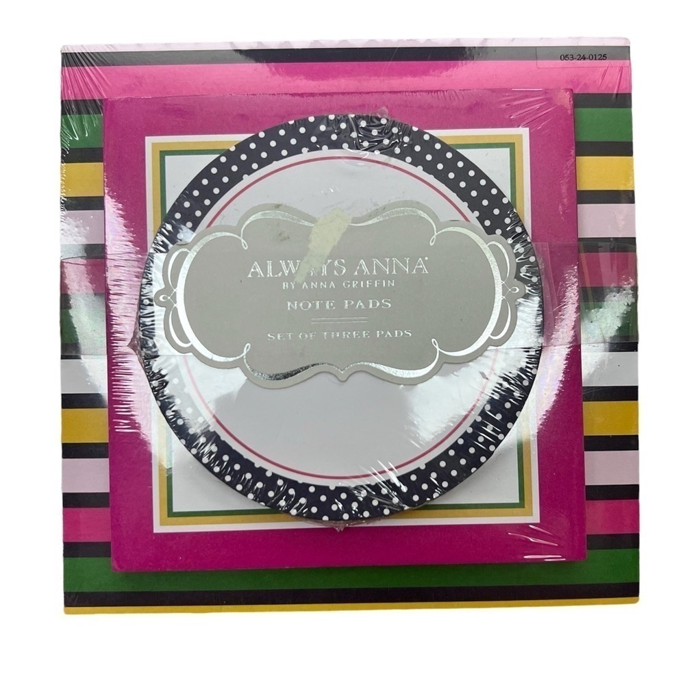 ANNA GRIFFIN Notepads Always Anna Set of 3 NWT Stationery Dots Desk Accessories